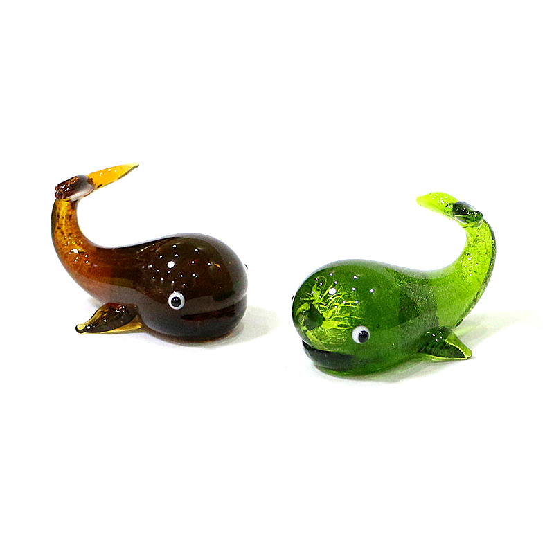 Marine Aquarium - Muranoガラスクジラミニチュア像銀箔工芸かわいい海洋動物置物家庭用デスクトップ客間水族館装飾コレクション