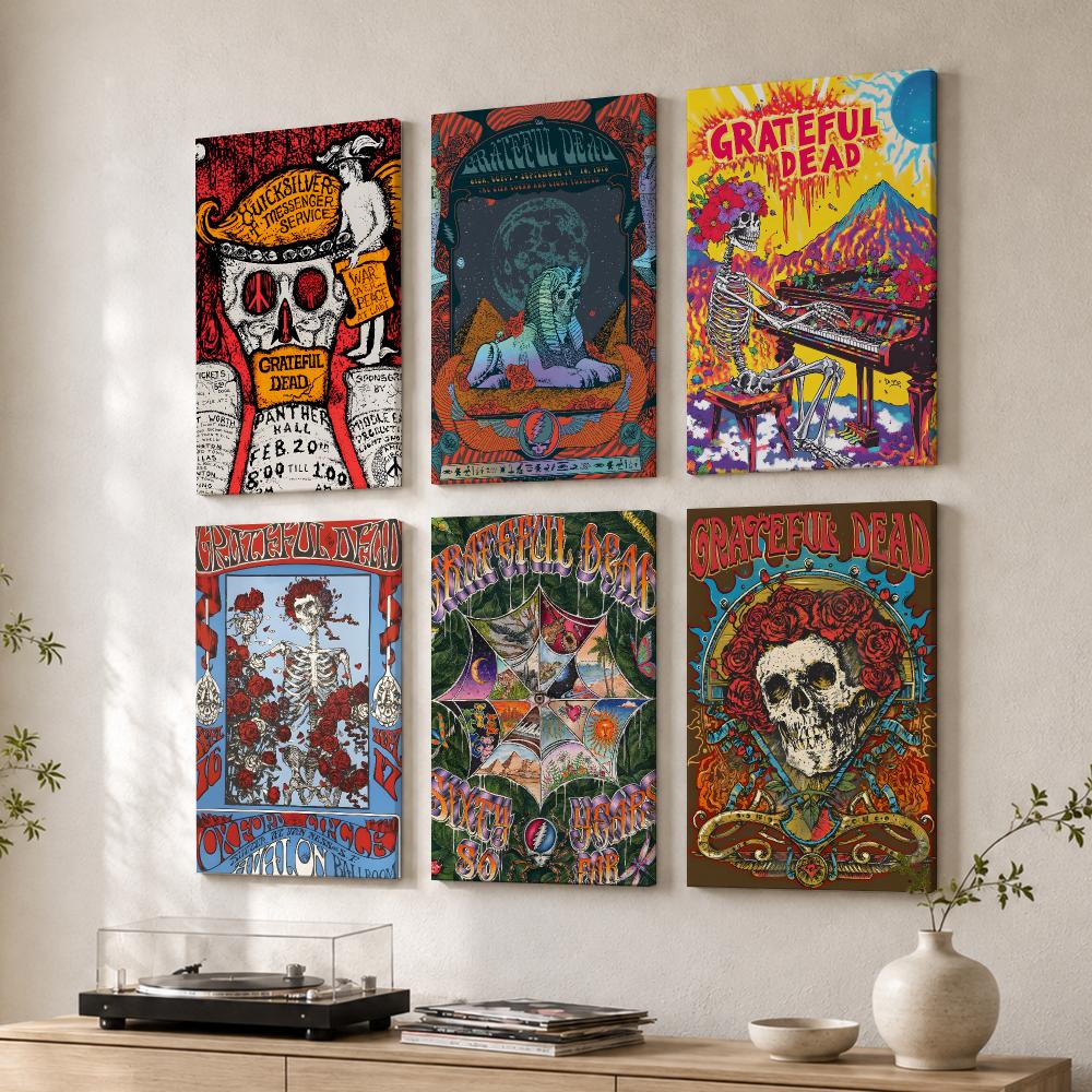 Live Rock - ロックバンド「グレイトフル・デッド」の絵画、木製フレーム、キャンバス地のポスター。リビング、寝室、廊下、オフィス、家庭の装飾に。ギフトにも最適。