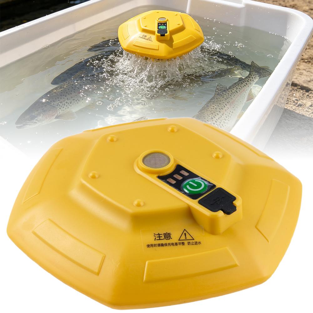 Marine Fish Tank - ポータブルフローティングフィッシュタンク酸素ポンプ、3000mAh充電式エアレーターIPX7防水、釣りや水槽用で最大14時間稼働