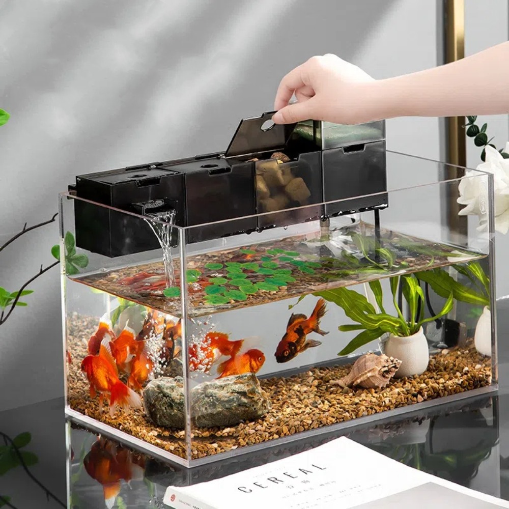 Reef Tank Filter - 3in1外部式水槽フィルター プラスチック製静音フィッシュタンクフィルターボックス 内蔵酸素供給浄水器付き水槽