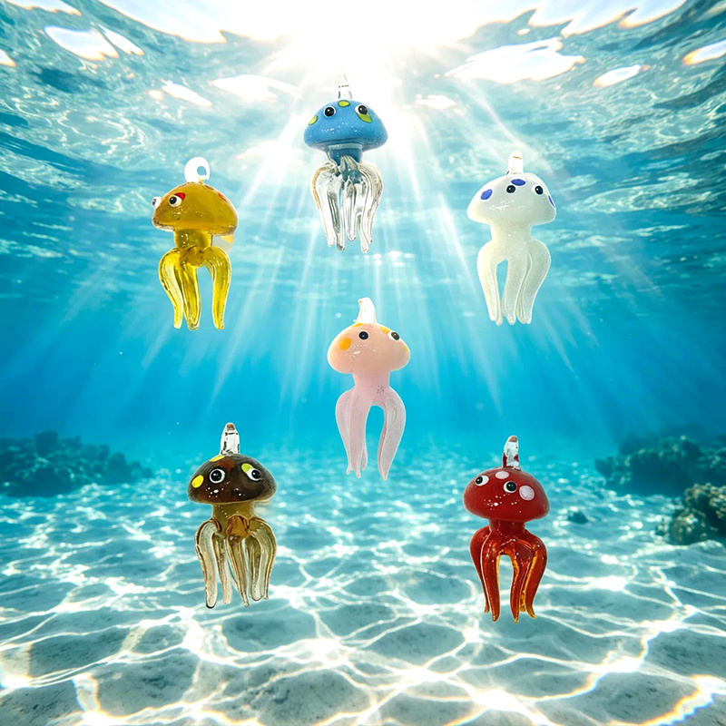 カラフルミニクラゲガラスチャーム可愛い海洋生物ペンダントDI - Marine Aquarium のレビューと価格