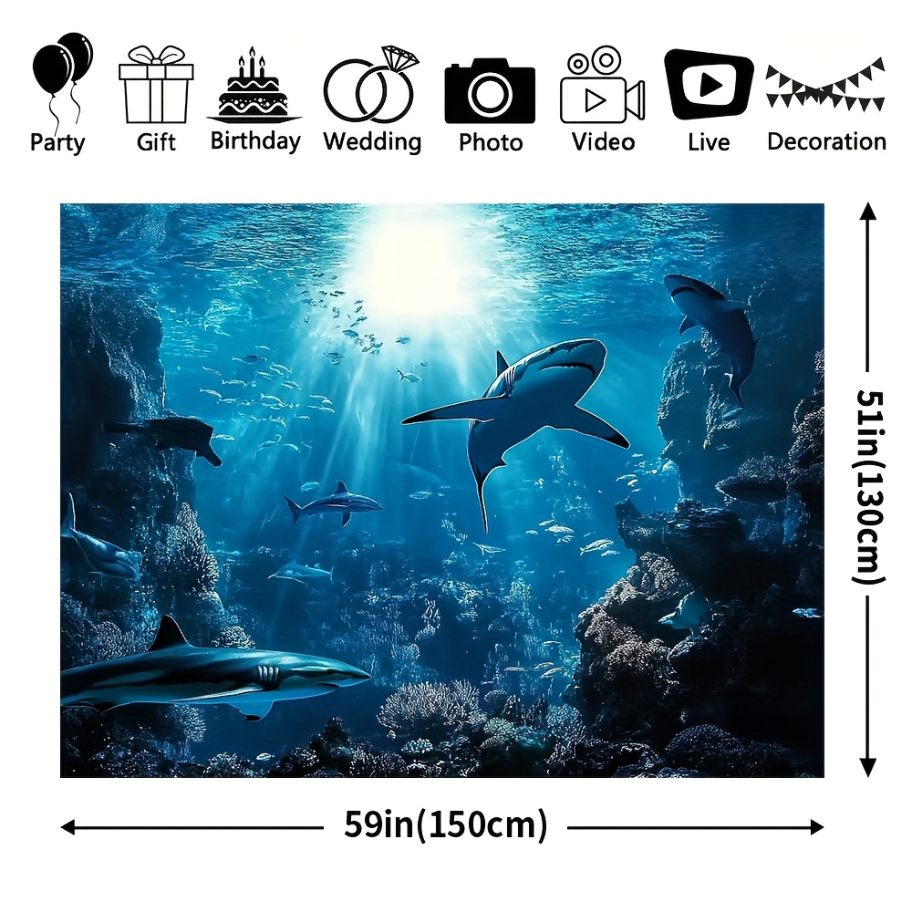 壮大な深海サメのウォールタペストリー ブルーオーシャン 海洋 - Marine Aquarium のレビューと価格