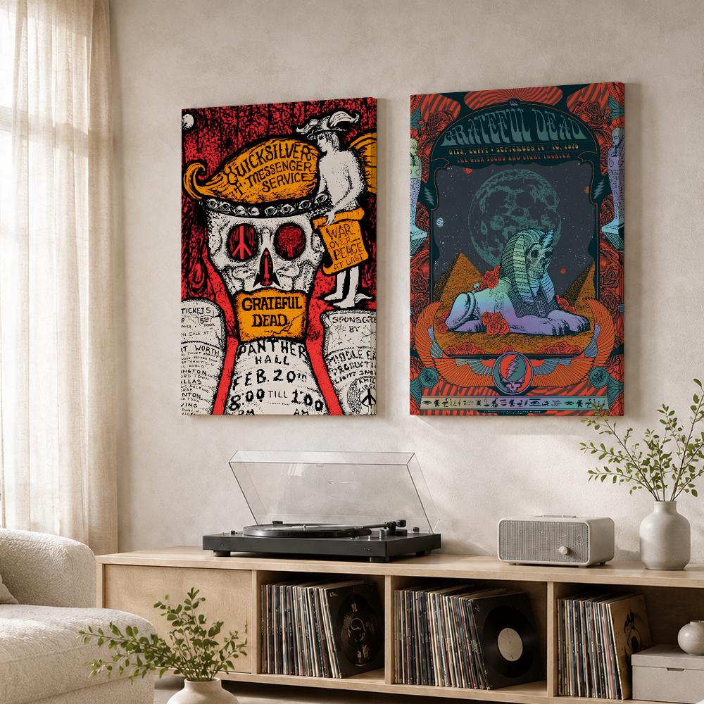 ロックバンド「グレイトフル・デッド」の絵画、木製フレーム、キ - Live Rock のレビューと価格