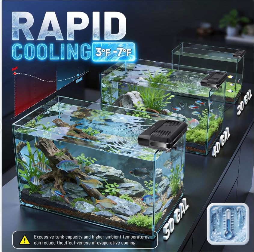 水槽用ファン、超静音水槽冷却装置、より強力、冷却効果は3～7 - Marine Coral のレビューと価格