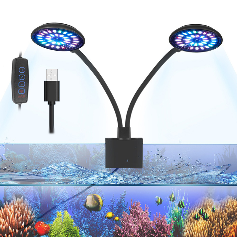 USB 水族館 LED ライト水槽クリップランプフルスペクト - Aquarium Marine Lights のレビューと価格