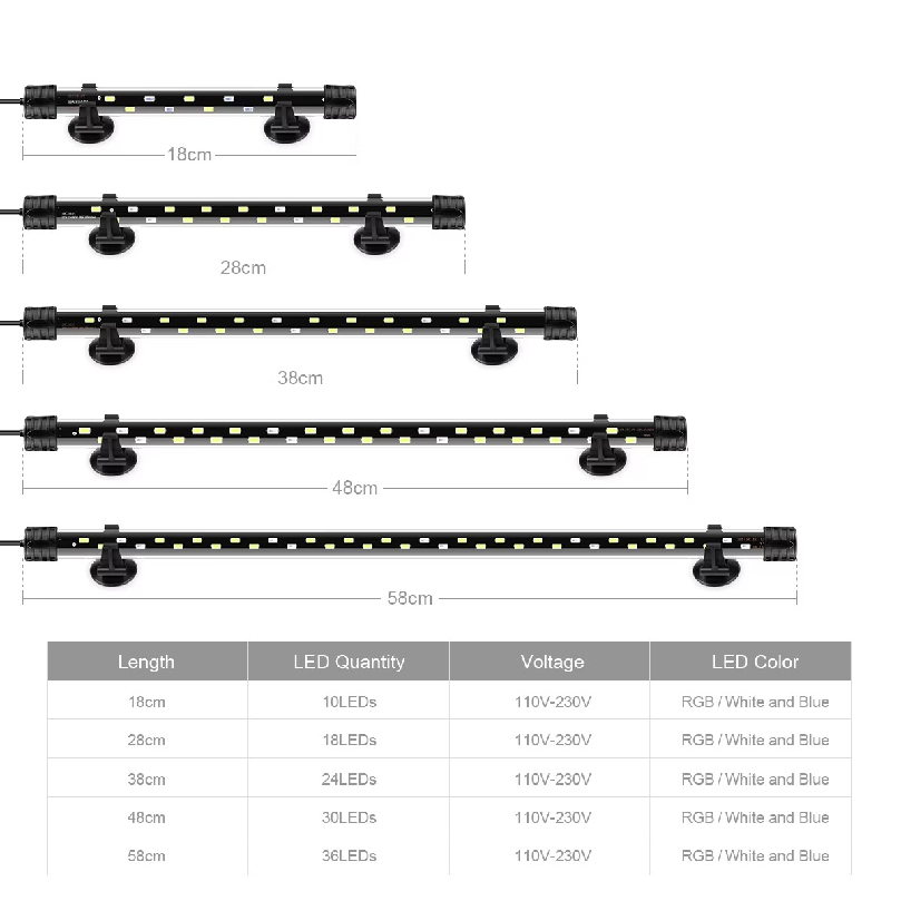 220V対応、LED水槽ライト、防水仕様、水中装飾照明、水中 - Aquarium Marine Lights のレビューと価格