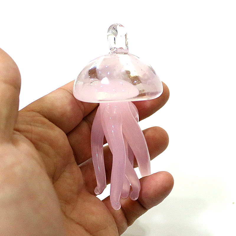 ピンククラゲガラスペンダントかわいい海洋動物魅力装飾品家庭用 - Marine Aquarium のレビューと価格