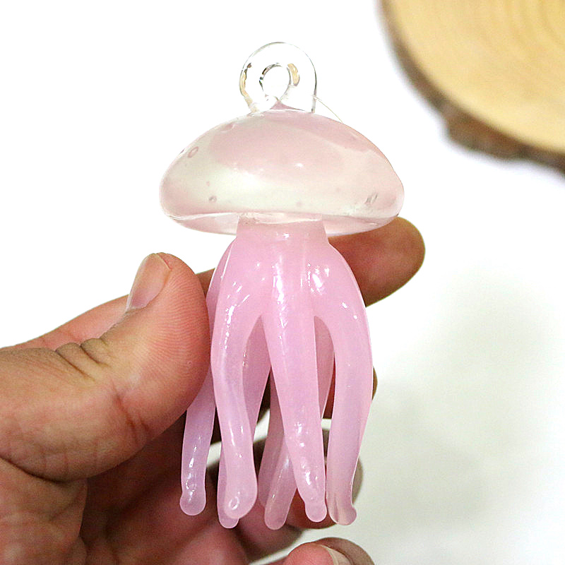ピンククラゲガラスペンダントかわいい海洋動物魅力装飾品家庭用 - Marine Aquarium のレビューと価格